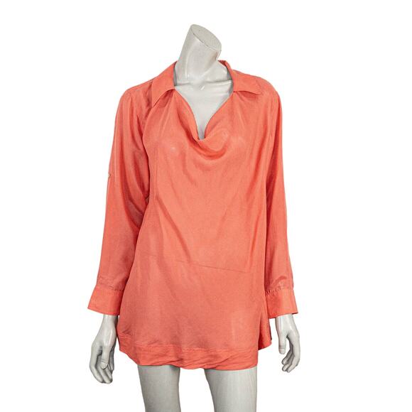 Sundance Catalog Women's Silk Cowl Neck Blouse Size Medium coral - Picture 4 of 7